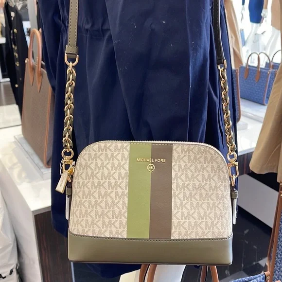 MICHAEL KORS Jet Set Charm Crossbody bag canvas Light Sage /Olive - Picture 11 of 16